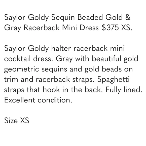 SAYLOR Goldy Sequin Beaded Mini Dress Cocktail Party Revolve XS 0 2 - Picture 2 of 9